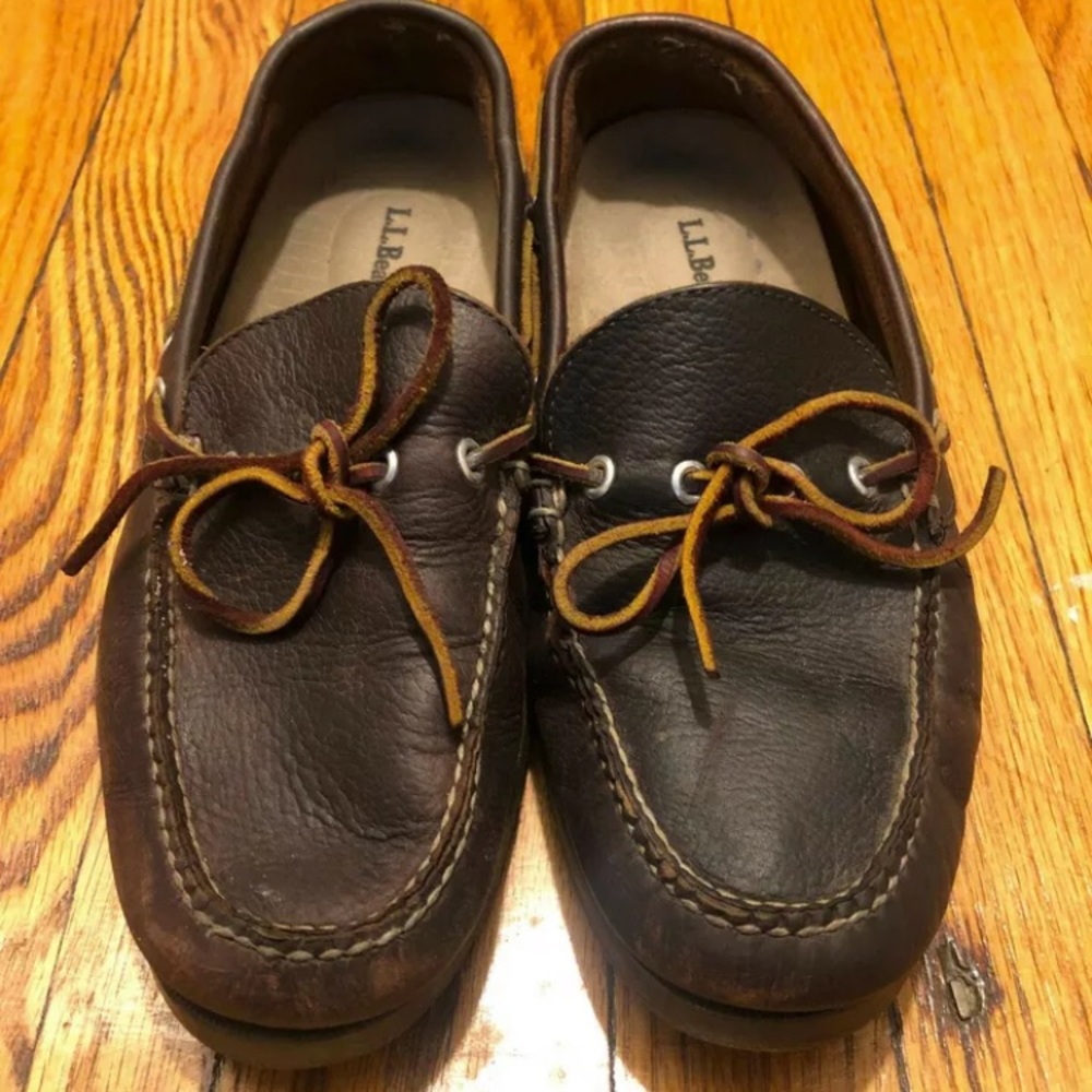 SOLD LL Bean Handsewn Camp Moc Boat Shoes Brown 8D